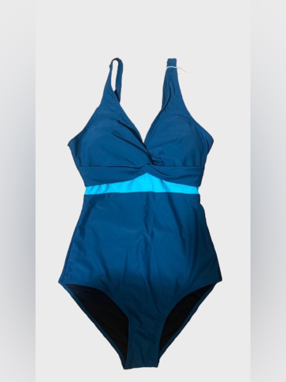 Blue One-Piece Swimsuit with Light Blue Accent